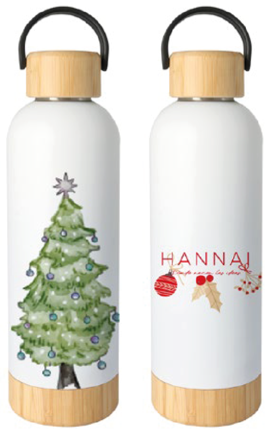 BOTELLA TERMO BAMBU  HANNAI CHRISTMAS ARBOL BOLAS