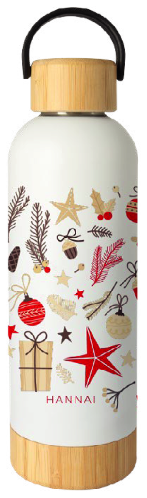 BOTELLA TERMO BAMBU  HANNAI CHRISTMAS REDS