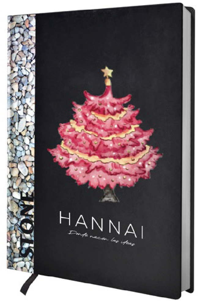 NOTEBOOK STONE 21BL  HANNAI CHRISTMAS ARBOL ROJO