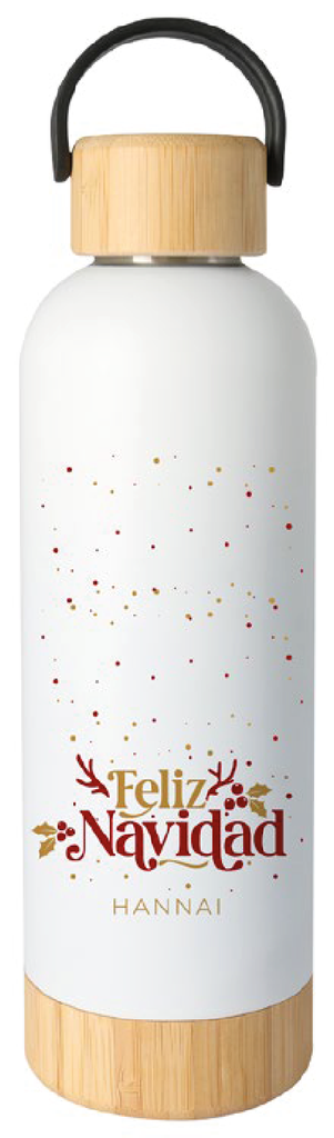 BOTELLA TERMO BAMBU  HANNAI CHRISTMAS FELIZ NAVIDAD