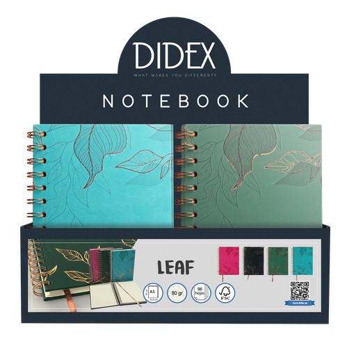 NOTEBOOK LEAF (21BL) - SURTIDO EXPOSITOR 12PZS.