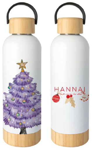 [25003577] BOTELLA TERMO BAMBU HANNAI CHRISTMAS ARBOL MORADO
